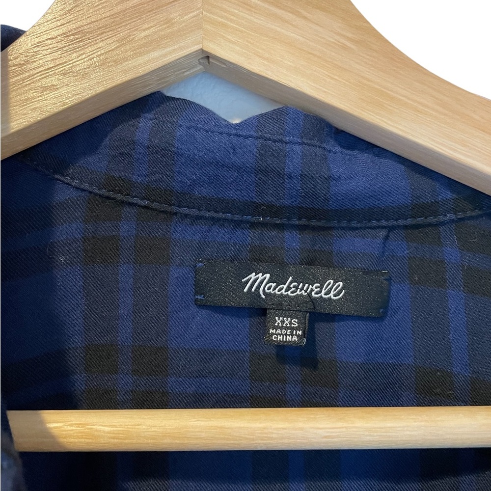 Madewell Blue Button Up Flannel Size XXS - Picture 3 of 5